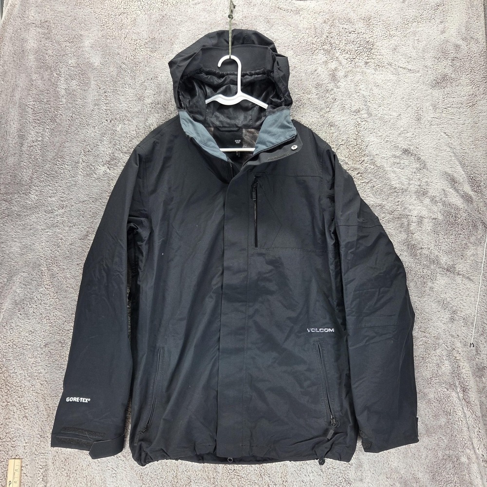 Volcom Jacket Mens Medium Black Gore-Tex Hooded Waterproof Ski Snowboard Shell